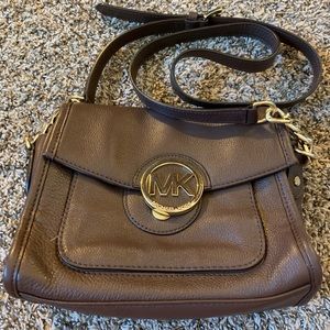 Michael Kors chocolate brown crossbody bag gold